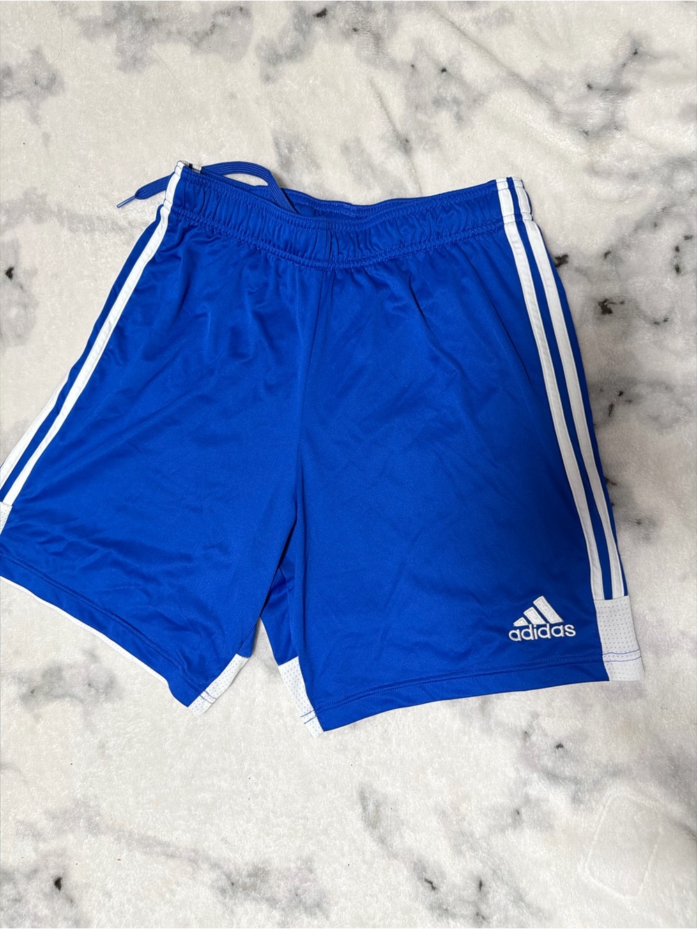 adidas Royal Blue Athletic Shorts with White Stripes
